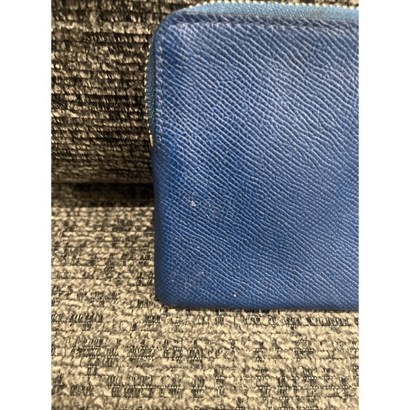 Authentic COACH Corner Zip Crossgrain Leather Wristlet Wallet Purse Blue F58032‎ - Picture 4 of 9